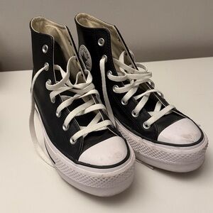 Leather Converse Black and White High-Tops